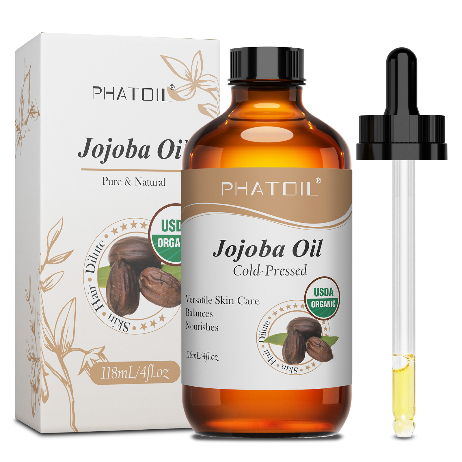 Cold Pressed Rose Hip - PHATOIL 118ml Organic Jojoba Oil Cold