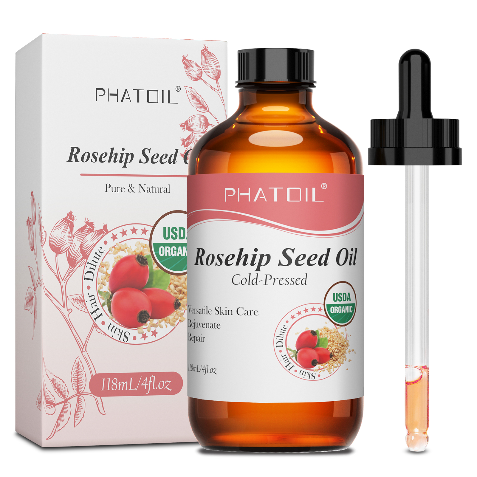 PHATOIL 118ml Organic Jojoba O - Cold Pressed Rose Hip ulasan dan harga