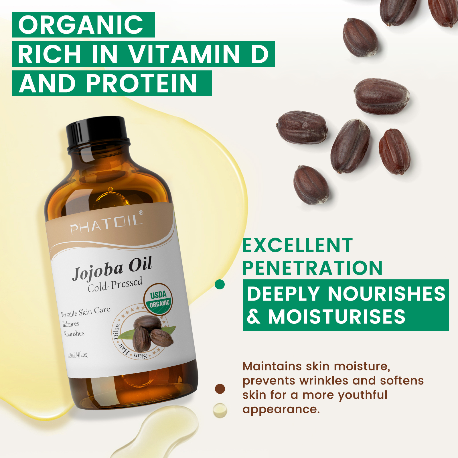 PHATOIL 118ml Organic Jojoba O - Cold Pressed Rose Hip ulasan dan harga