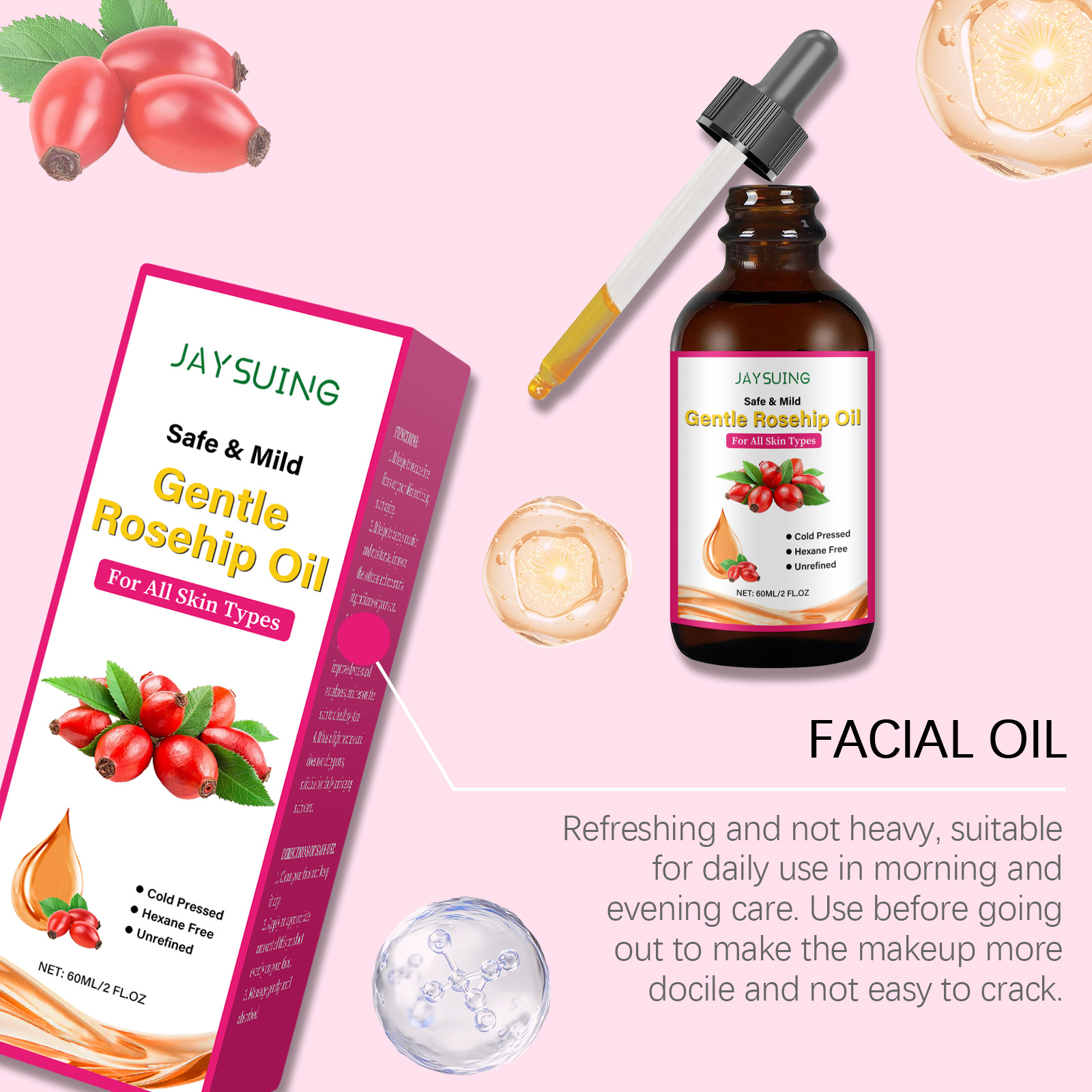 FANDAO Rosehip Seed Face Oil - - Cold Pressed Rose Hip ulasan dan harga