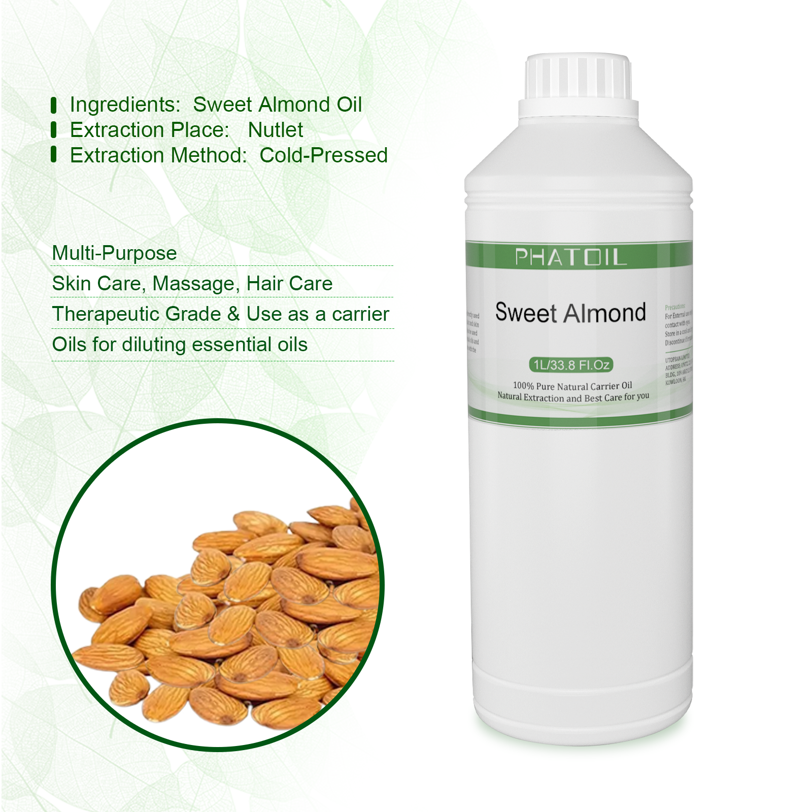 PHATOIL 1000ml Sweet Almond Oi - Cold Pressed Rose Hip ulasan dan harga